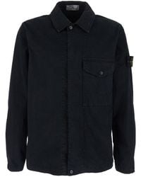 Stone Island - Jacket With Classic Collar And Logo Patch On The Sleeve - Lyst