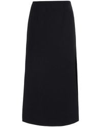 Le Plain - Midi Skirt With Two Slits And Tech Fabric - Lyst