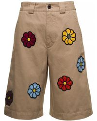 Moncler Genius - Bermuda Shorts With Flowers Patches In - Lyst