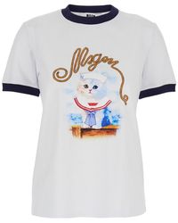 MSGM - Crewneck T-Shirt With Logo Print On The Front - Lyst
