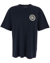 Dolce & Gabbana - Crewneck T-Shirt With Logo Embroidery On The Front - Lyst