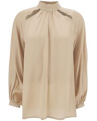 Semicouture - 'Jazmin' Champagne Blouse With Cut-Out - Lyst