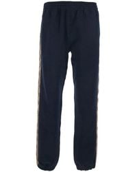 Burberry - Trousers With Elastic Waist And Side Bands With Check Motif - Lyst
