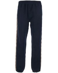 Burberry - Trousers With Elastic Waist And Side Bands With Check Motif - Lyst