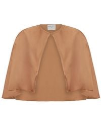 forte_forte - Cape With Round Neckline And Button Closure On The Fr - Lyst