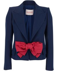 Valentino - Single-Breasted Jacket With Peak Revers And Bow On The - Lyst