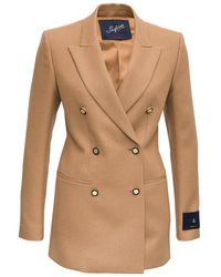 The Seafarer Betty Double-breasted Camel Colored Wool And Cashmere Blazer - Natural