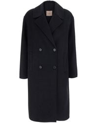 Twinset - Double-Breasted Coat With Notched Revers - Lyst