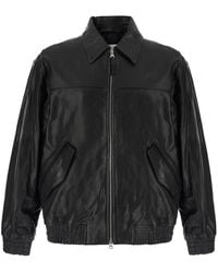 DUNST - Refined Leather Jacket With Collar And Long Sleeves - Lyst