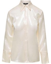 FEDERICA TOSI - Cream Shirt With Sequins All Over - Lyst