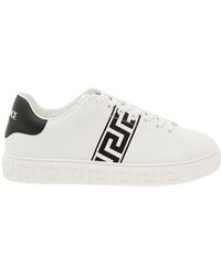 Versace - 'New Greca' Low Top Sneakers With Logo Detail - Lyst