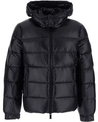Heskimo - Down Jacket With Fixed Hood And Logo Patch On The Sleeve - Lyst