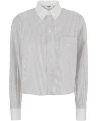 Celine - Cropped Shirt With Triomphe Embroidery On The Front And A - Lyst