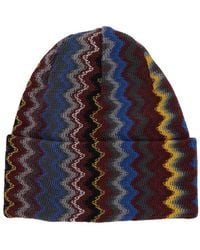 Missoni - Beanie With Turn-Up Brim Zigzag Motif - Lyst