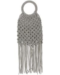Twentyfourhaitch - Handbag 'Maronti' With Crystal Fringes And Knit Effe - Lyst