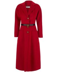 Elisabetta Franchi - Single-Breasted Coat With Notched Revers And Long S - Lyst