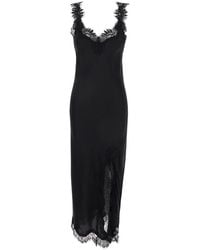 Gold Hawk - 'Miley' Long Dress With Tone-On-Tone Lace Trimmings In - Lyst