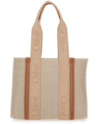 Chloé - 'Medium Woody' Tote Bag With Logo Detail - Lyst