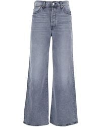 Mother - 'The Ditcher Roller Sneak' Jeans With Logo Embroidery On T - Lyst