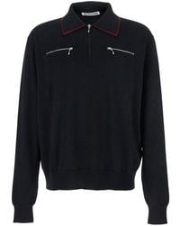 Jil Sander - Sweater With Classic Collar And Front Zip Pockets - Lyst