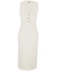 Twinset - Long Dress 'Long Dress' With V-Neck And Long Sleeves In - Lyst