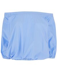 Plain - Top With Round Neck And Short Sleeves For - Lyst