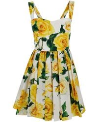 Dolce & Gabbana - All-Over Rose Print Short Dress - Lyst