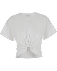 Rabanne - Crewneck Top With Short Sleeves And Ruched Cut-Out On Th - Lyst