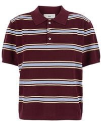 DUNST - Polo With Striped Motif And Classic Collar - Lyst