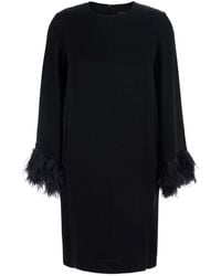 Antonelli - 'Violetta' Dress With Long Sleeves And Feather Details - Lyst