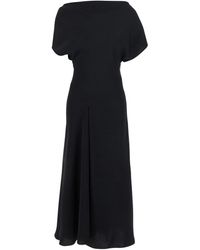 Plain - Long Dress With Square Neckline And Short Sleeves - Lyst