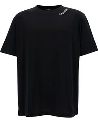 Balmain - T-Shirt Girocollo Con Ricamo Logo A Contrasto - Lyst