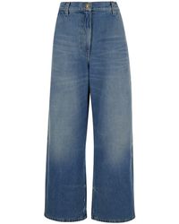 Palm Angels - Light High-Waisted Wide Jeans With Logo - Lyst