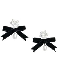 Self-Portrait - Pearl Bow Earrings Brass - Lyst