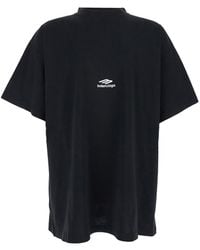 Balenciaga - Tshirt With Logo On Front And Maxi Logo On Back - Lyst