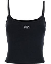 DIESEL - Top With Thin Straps And D-Logo Plaque On The Front - Lyst