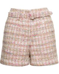 Self-Portrait - Shorts With Matching Belt And Paillettes - Lyst