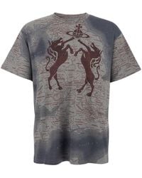 Vivienne Westwood - Crew Neck T-Shirt With All-Over Print And Logo Detail On The Front - Lyst
