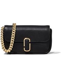 Marc Jacobs - 'j Marc Mini' Black Shoulder Bag With Logo Buckle In Smooth Leather - Lyst