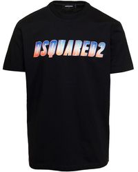 DSquared² - Crewneck T-Shirt With Front Logo Print - Lyst