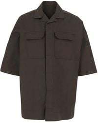 Rick Owens - 'Magnum' Bowling Shirt With Cuban Collar And Short Wide Sleeves - Lyst