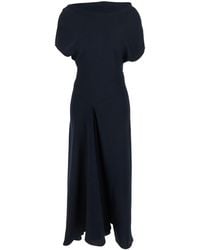 Plain - Long Dress With Square Neckline And Short Sleeves - Lyst
