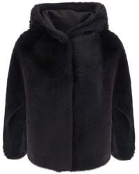 Suprema - Shearling Coat With High Collar And Long Sleeves - Lyst