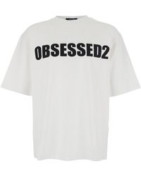 DSquared² - Crewneck T-Shirt With Maxi Logo Lettering On The Front - Lyst
