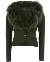 Markgong - Short Cardigan With Removable Fur Collar - Lyst