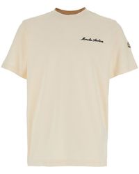 Moncler - T-Shirt With Embroidered Logo On The Front And Logo Patc - Lyst