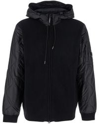 C.P. Company - Jacket With Drawstring Hood And Logo Plaque On The Sleeve - Lyst