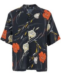 Amiri - Bowling Shirt With Cuban Collar And All-Over Floral Motif - Lyst