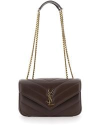 Saint Laurent - 'Loulou Small' Crossbody Bag With Ysl Metal Logo P - Lyst