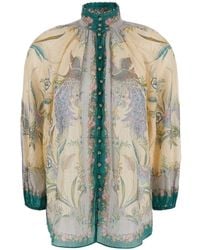 Zimmermann - 'Indra' Blouse With Classic Collar And All-Over - Lyst